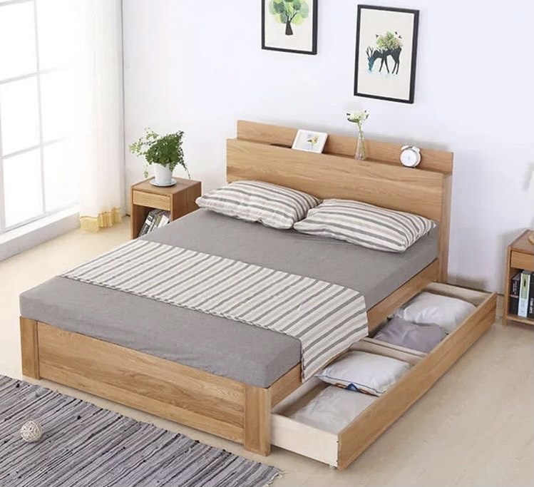 Giường ngủ cá nhân bằng gỗ soài 